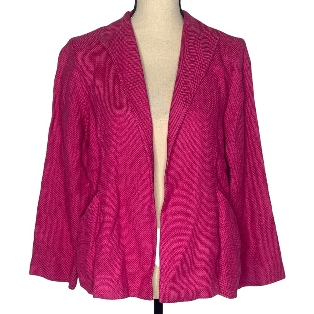 Eileen Fisher Women’s Pink Linen Cotton Blend Open Front Blazer